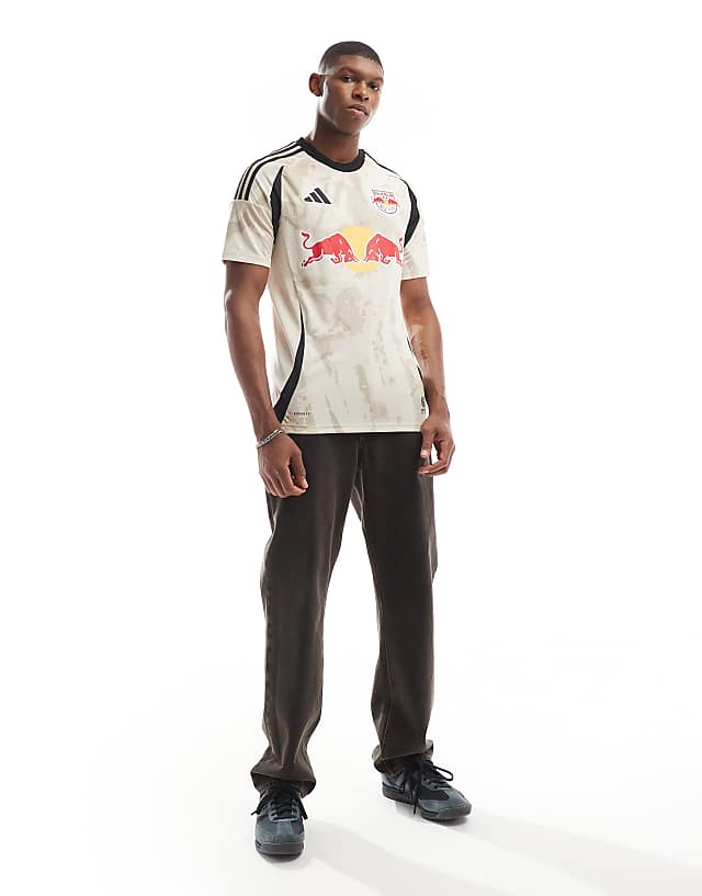 Adidas Football Red Bull New York Away Jersey In Ivory And Black