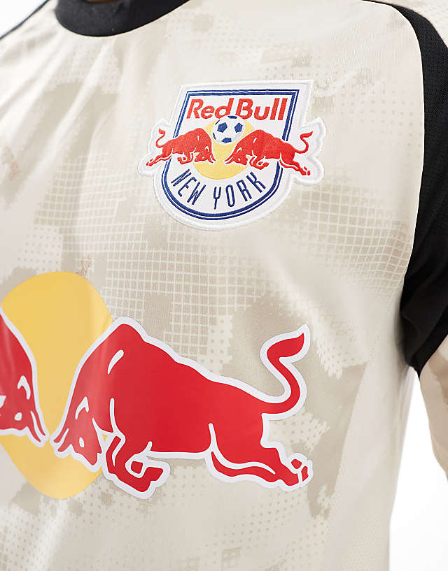 Adidas Football Red Bull New York Away Jersey In Ivory And Black