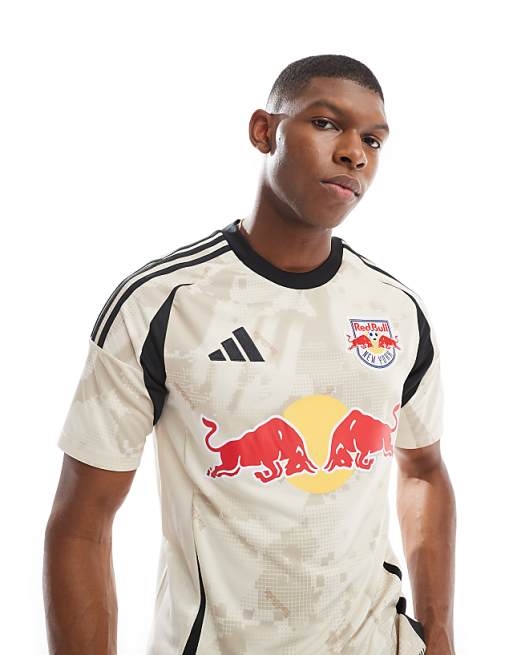 adidas Football Red Bull New York away jersey in ivory and black