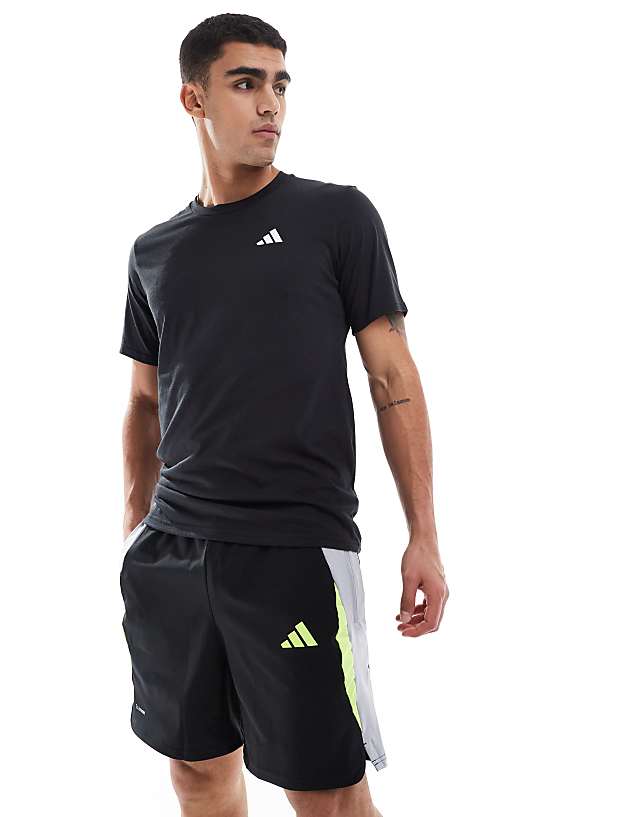 adidas Football tech shorts in black grey and yellow