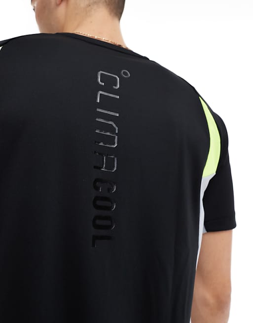 Adidas Football Tech T-shirt In Black Grey And Yellow