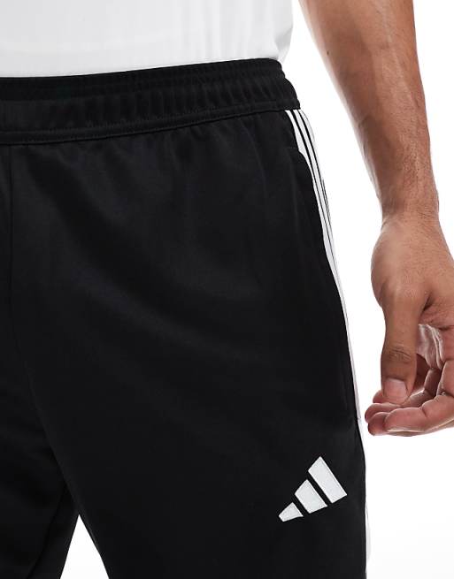 Adidas Football Tiro Essentials 3 Stripe Joggers In Black