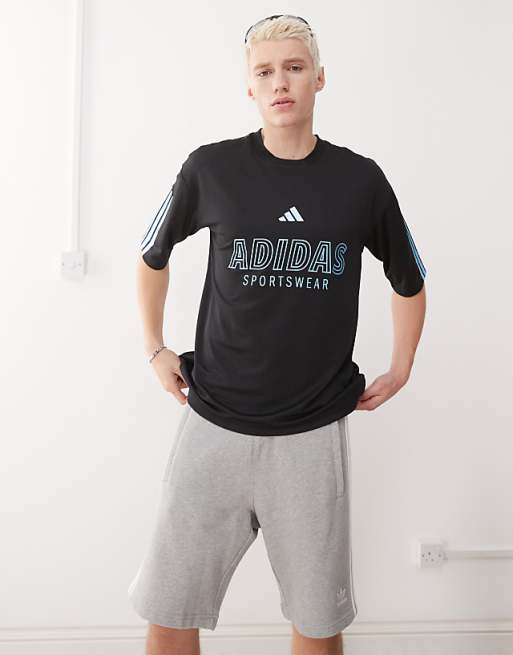 adidas Football Tiro jersey t-shirt in black and blue