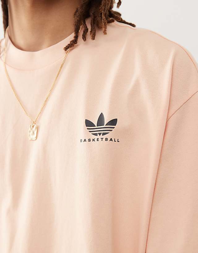 Adidas Originals Basketball Graphic T-shirt In Pink
