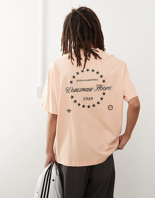 adidas Originals Basketball graphic t-shirt in pink