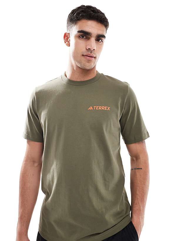 Adidas Outdoor Terrex T-shirt With Chest Logo In Olive Green