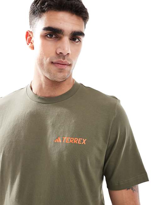 Adidas Outdoor Terrex T-shirt With Chest Logo In Olive Green