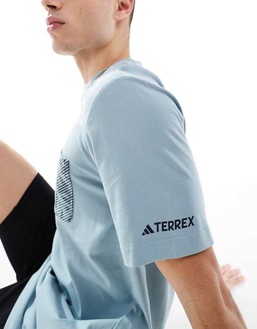 Adidas Outdoor Terrex T-shirt With Patch Pocket In Grey