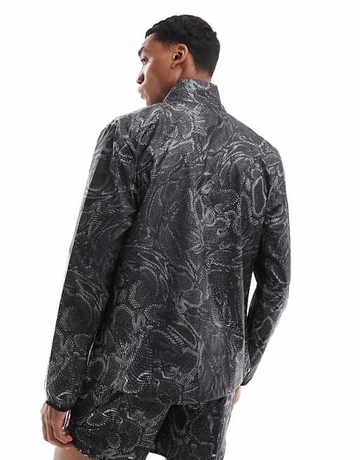Adidas Running Own The Run All Over Print Jacket In Black