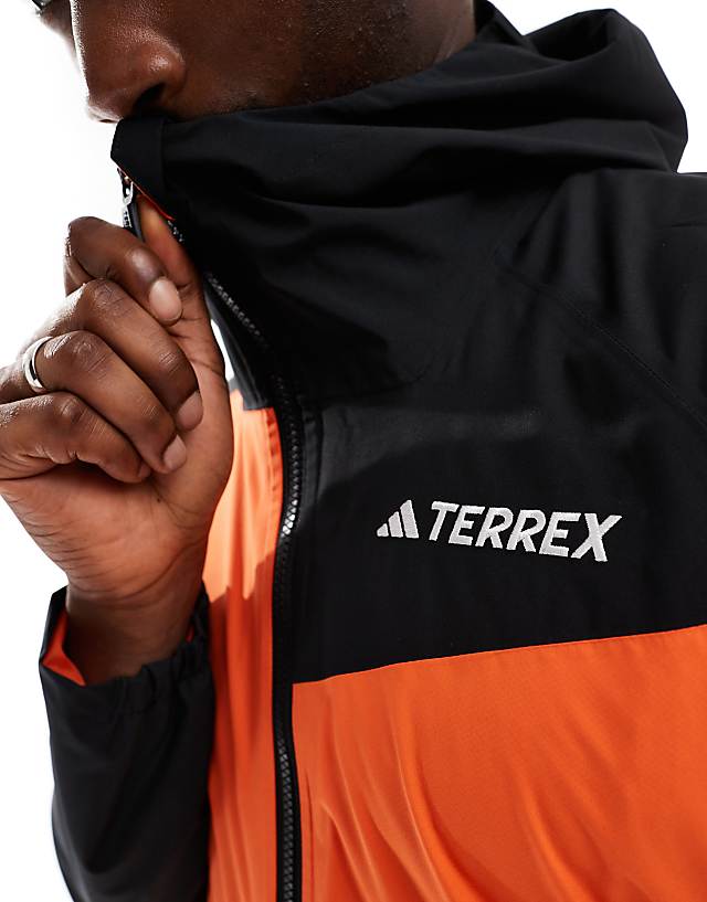 Adidas Terrex Outdoors Waterproof Jacket In Orange And Black