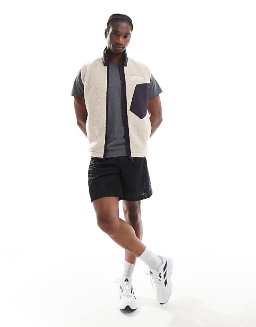 Adidas Terrex Unisex Teddy Fleece Gilet In Beige