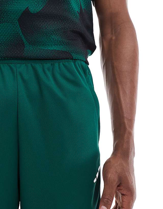 Adidas Training Essentials 3 Stripe Shorts In Dark Green