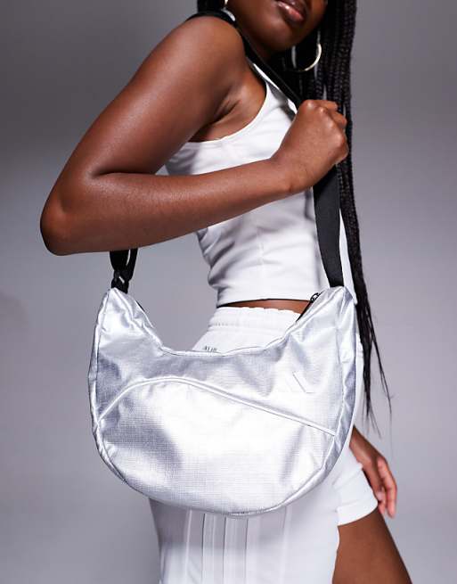 Adidas Training Metallic Crossbody Bag In Silver