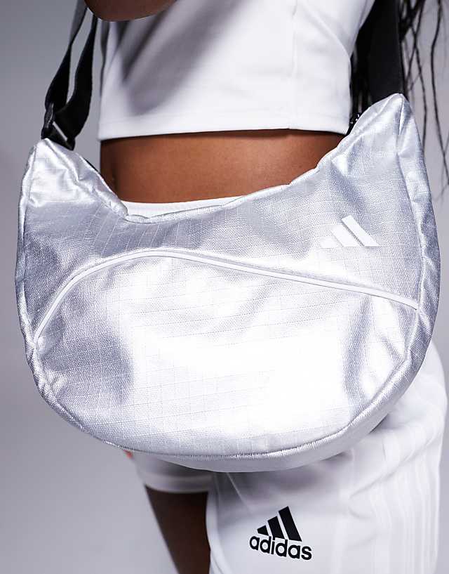 Adidas Training Metallic Crossbody Bag In Silver