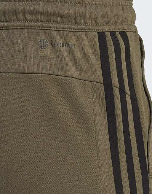 Adidas Training Train Essentials 3 Stripe Joggers In Khaki