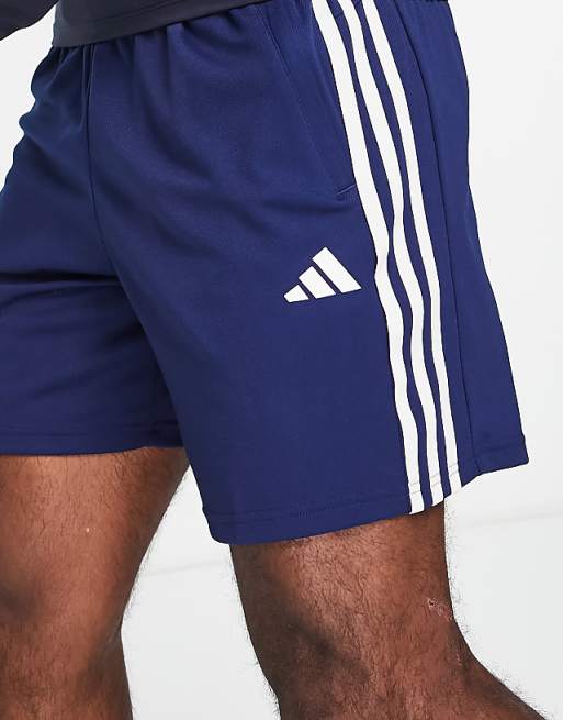Adidas Training Train Essentials 3 Stripe Shorts In Navy