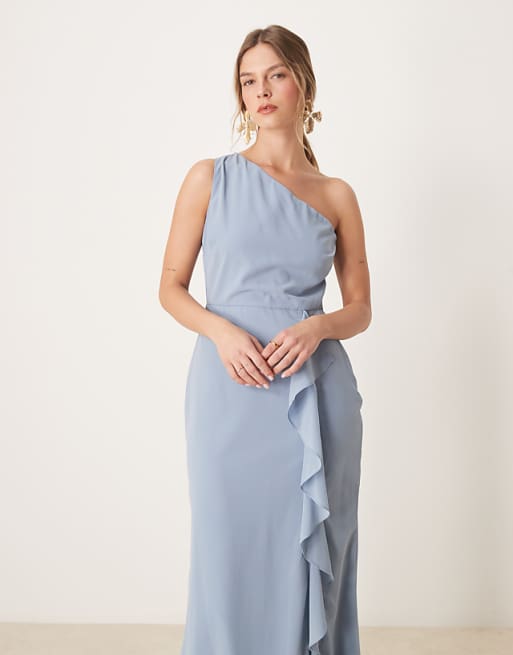 Anaya One Shoulder Maxi Bridesmaid Dress In Soft Blue