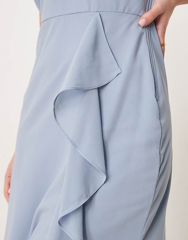 Anaya One Shoulder Maxi Bridesmaid Dress In Soft Blue