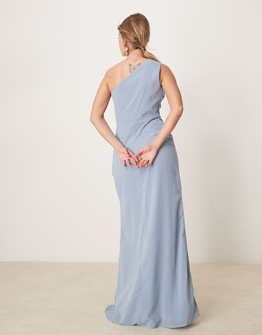 Anaya One Shoulder Maxi Bridesmaid Dress In Soft Blue