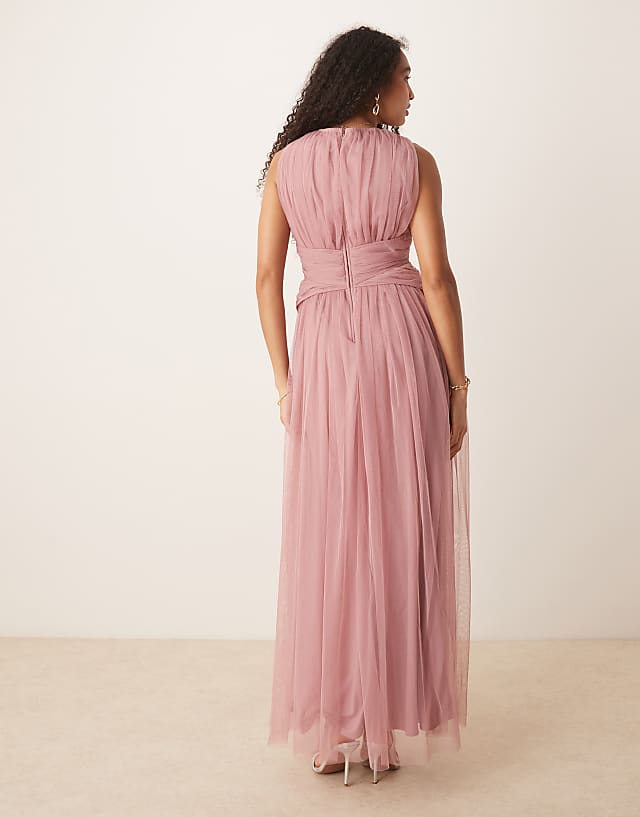 Anaya Sleeveless V Neck Bridesmaid Maxi Dress In Blush Pink