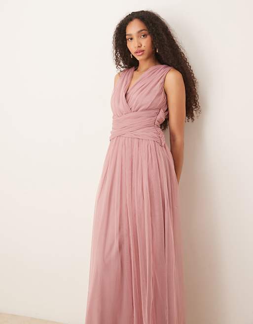 Anaya Sleeveless v neck bridesmaid maxi dress in blush pink