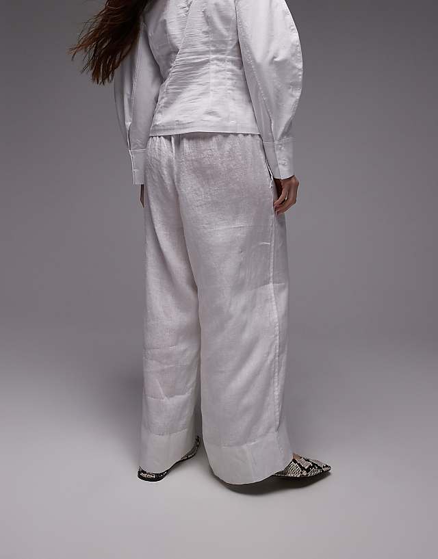ARKET Linen Trousers With Drawstring Waist In White