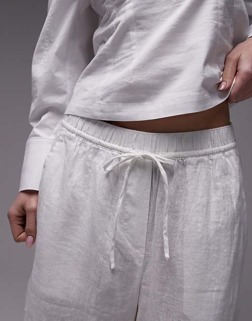 ARKET Linen Trousers With Drawstring Waist In White