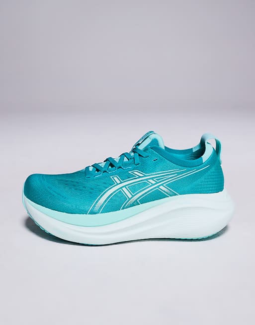 Asics Gel-Nimbus 27 Running Trainers In Wave Teal And Illuminate Mint