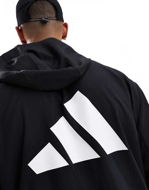 Adidas Running Hooded Jacket In Black