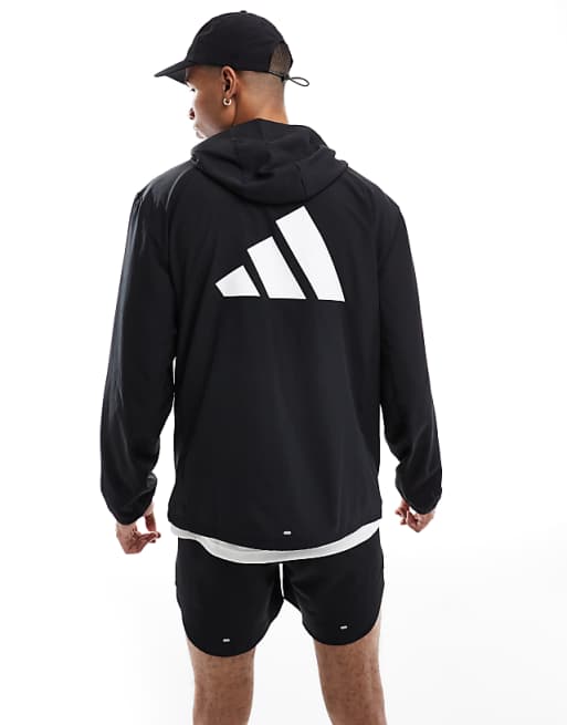Adidas Running Hooded Jacket In Black