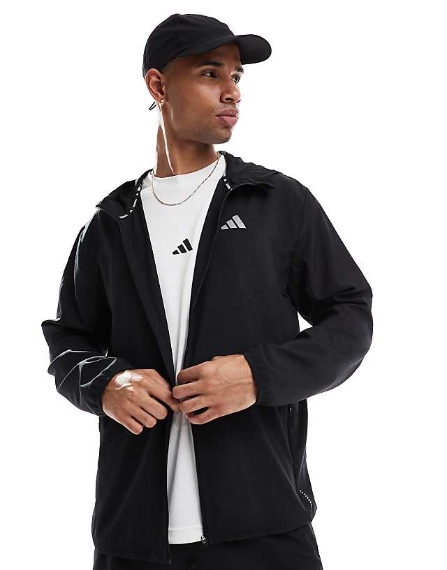 Adidas Running Hooded Jacket In Black