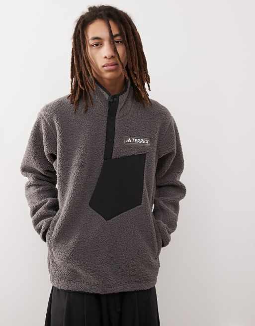 adidas Terrex unisex teddy fleece in charcoal