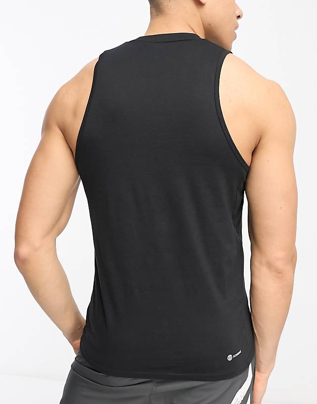 Adidas Training Essential Logo Vest In Black