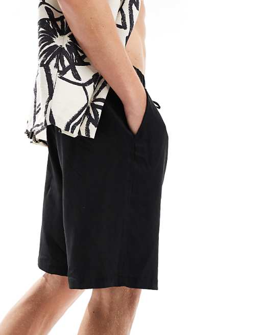 ADPT Linen Mix Shorts In Black