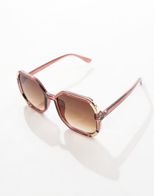 AJ Morgan Oversized Round Sunglasses In Brown