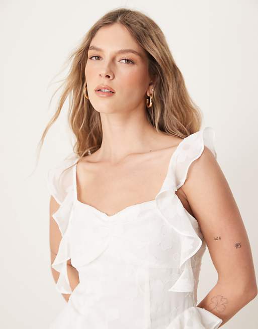 Anaya Cami Ruffled Mini Dress In White