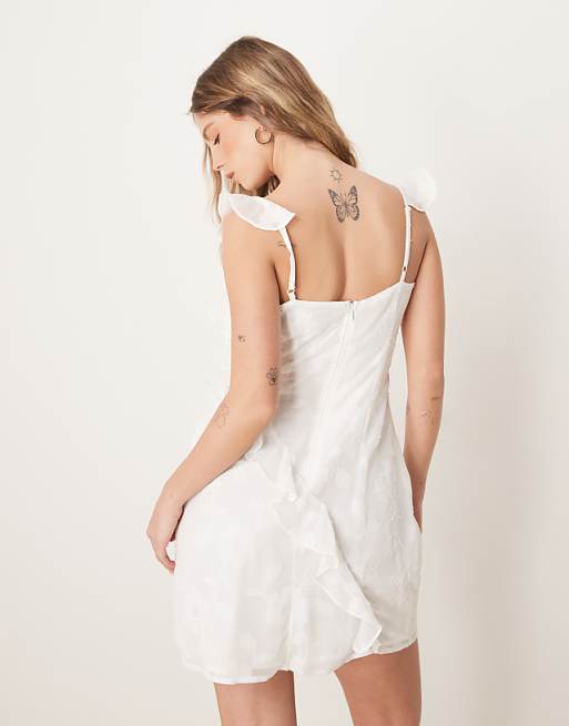 Anaya Cami Ruffled Mini Dress In White