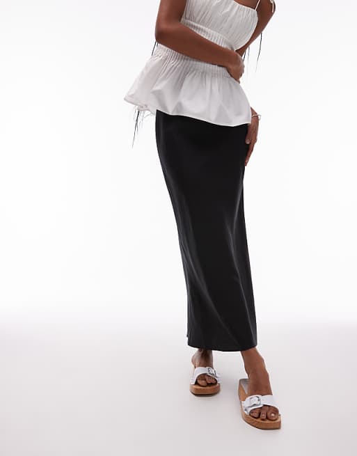 ARKET Linen Rich Midaxi Skirt In Black