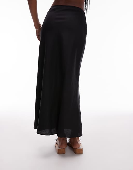 ARKET Linen Rich Midaxi Skirt In Black