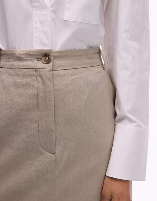 ARKET Linen Utility Midaxi Skirt In Beige