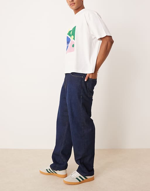 ASOS DESIGN Baggy Jeans In Dark Wash Blue