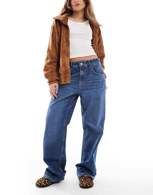 ASOS DESIGN baggy wide leg jean in dark blue