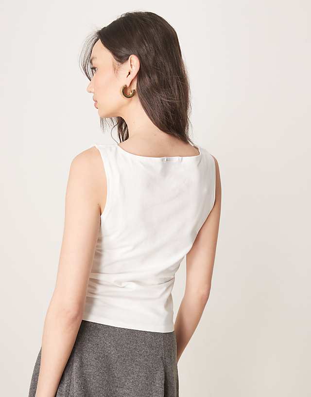ASOS DESIGN Boat Neck Tank Top In Cream