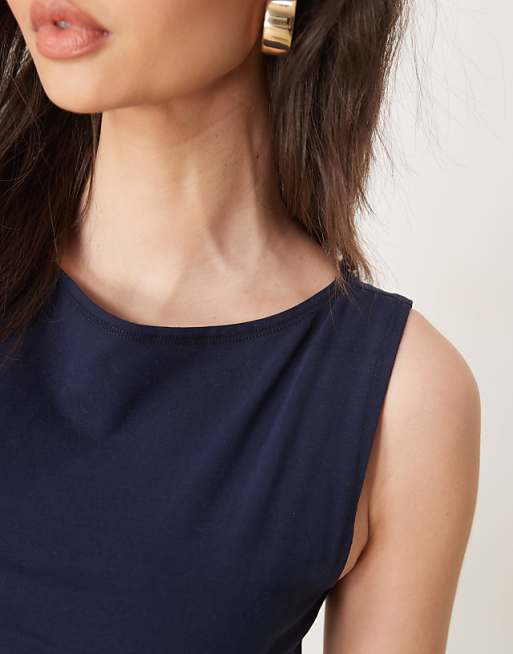ASOS DESIGN Boat Neck Tank Top In Navy