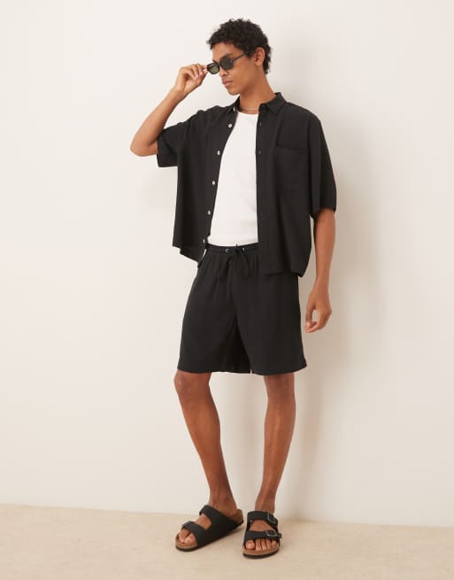 ASOS DESIGN Boxy Linen Co-ord In Black