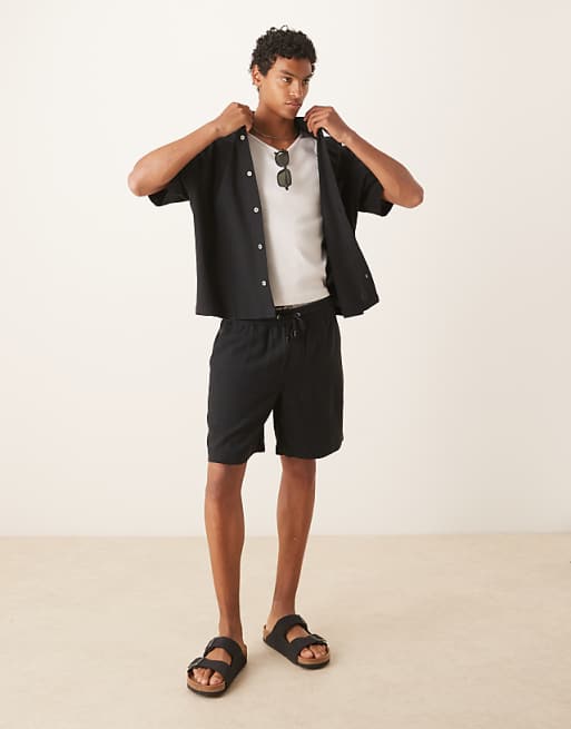ASOS DESIGN boxy linen co-ord in black