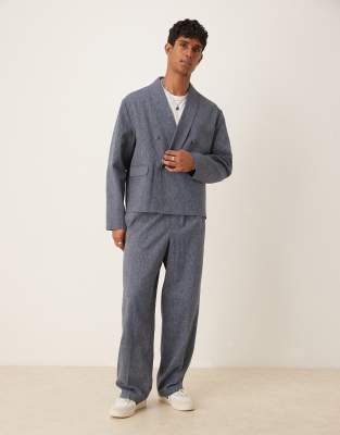 ASOS DESIGN Boxy Suit In Blue Pinstripe