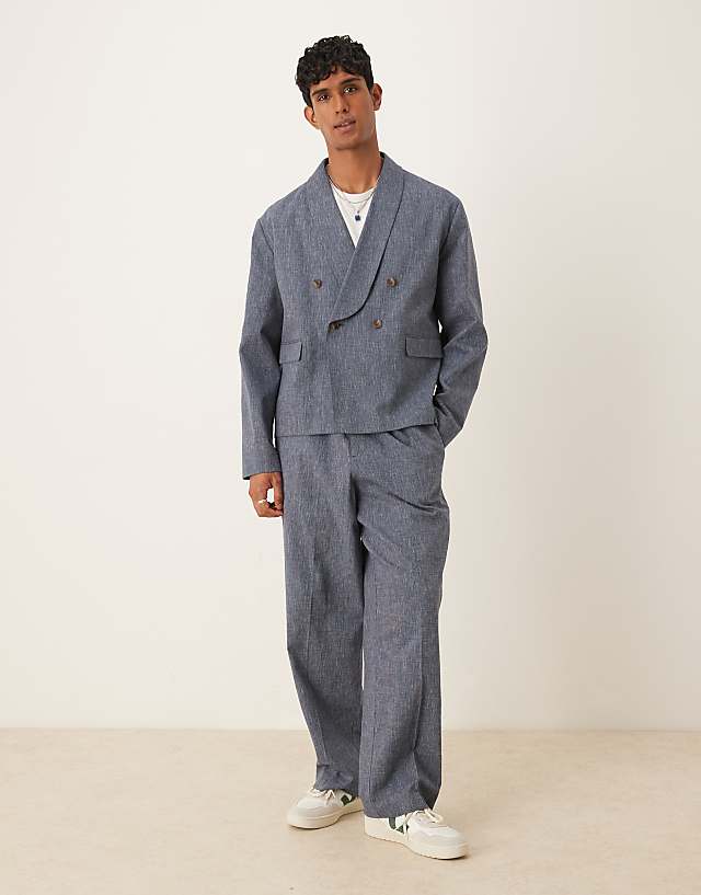 ASOS DESIGN Boxy Suit In Blue Pinstripe