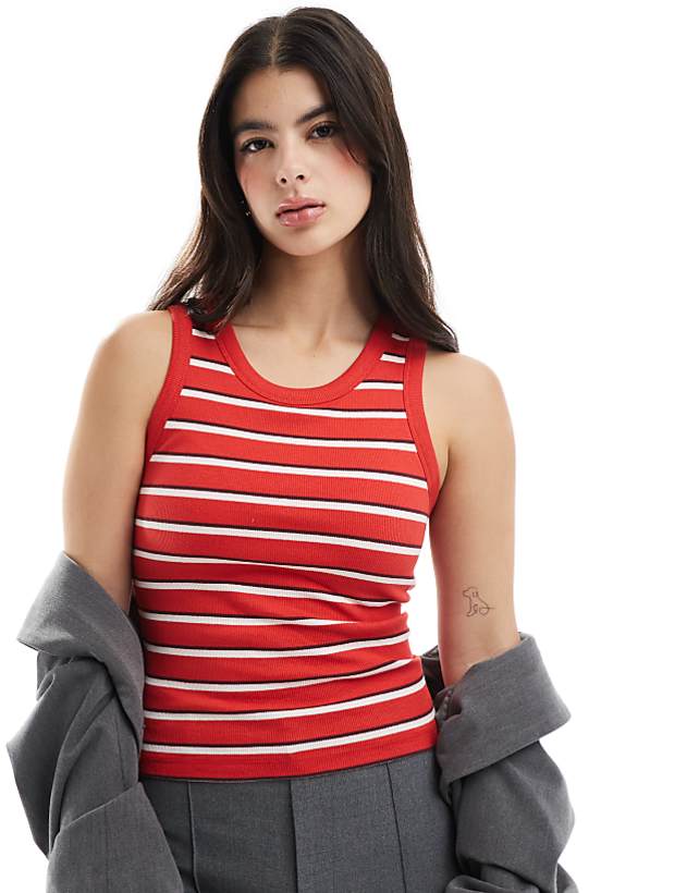 ASOS DESIGN bra detail vest tops in red