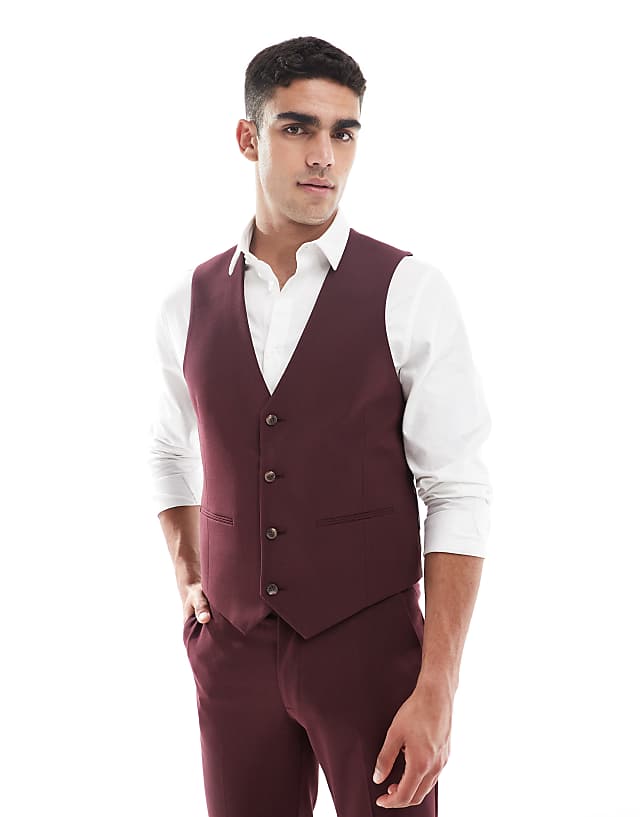 ASOS DESIGN Burgundy Slim Suit